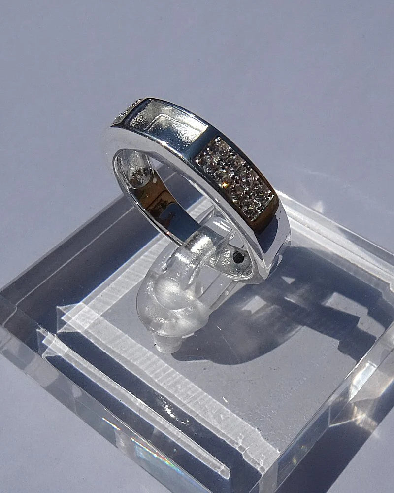 Silver Band Ring With Channel - 0051M