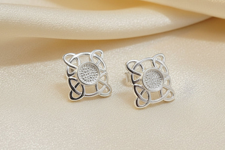 Solid Silver Celtic Earrings - 0126S