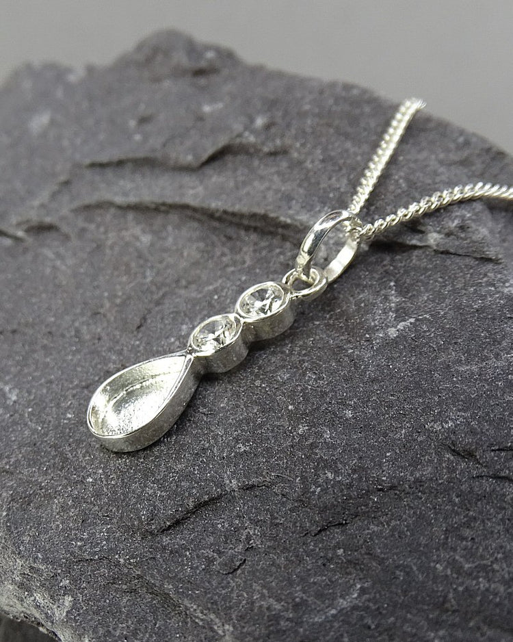 Silver Tear Drop Necklace - 0163S