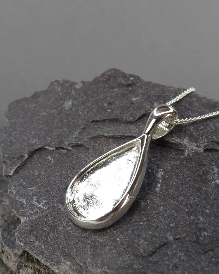 Pear Shaped Silver Necklace - 0518S
