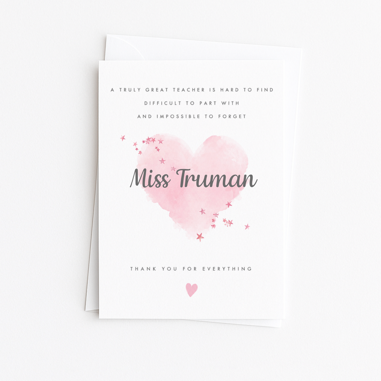 Personalised Teacher Pink Water Colour Heart