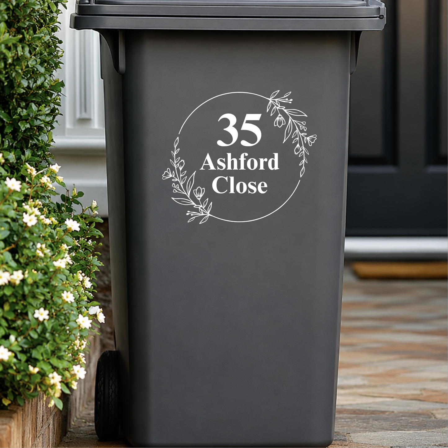 Floral Round - Wheelie Bin Sticker