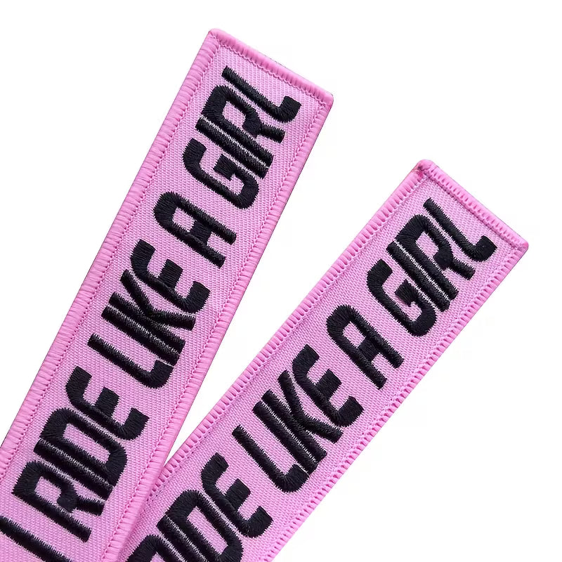 I ride like a girl - Embroidered Keyring