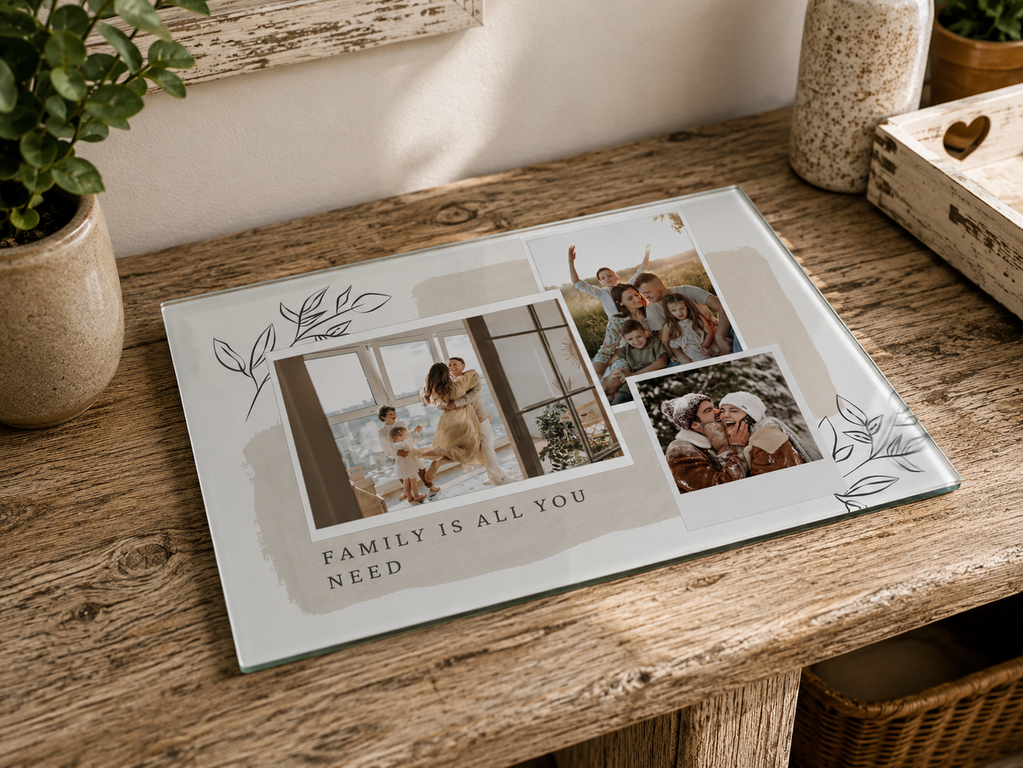 Family is all you need - Glass Chopping Board