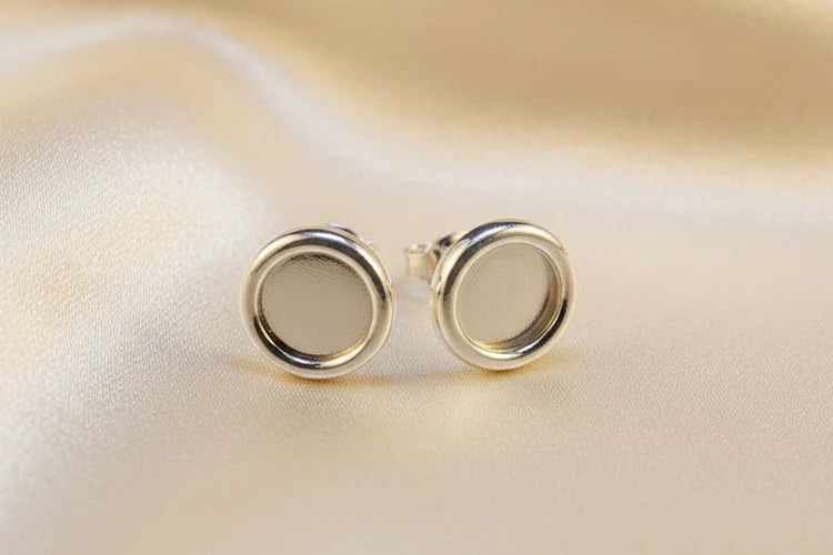 Plain Silver Earring Stud 8mm - 0055