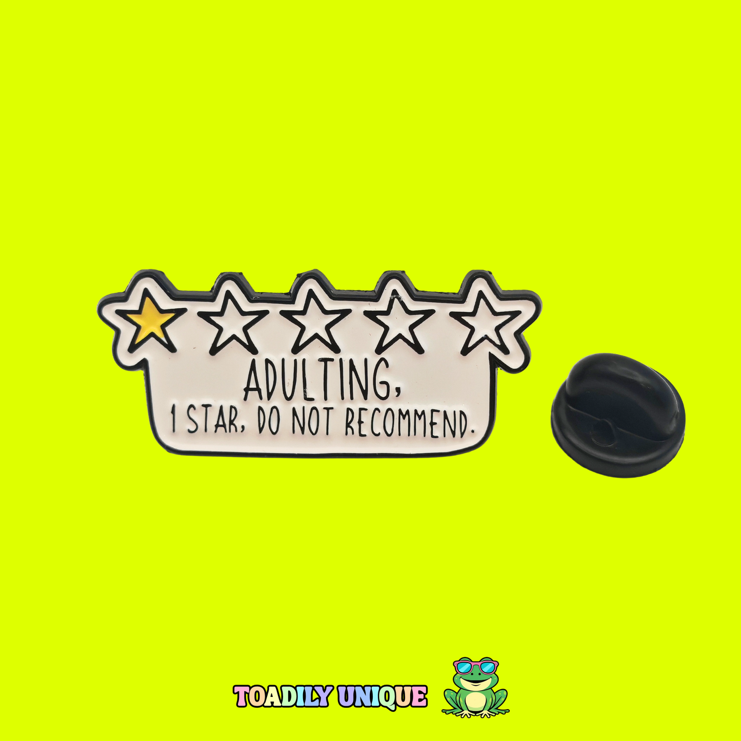 Adulting 1 star, do not recommend - Pin Badge