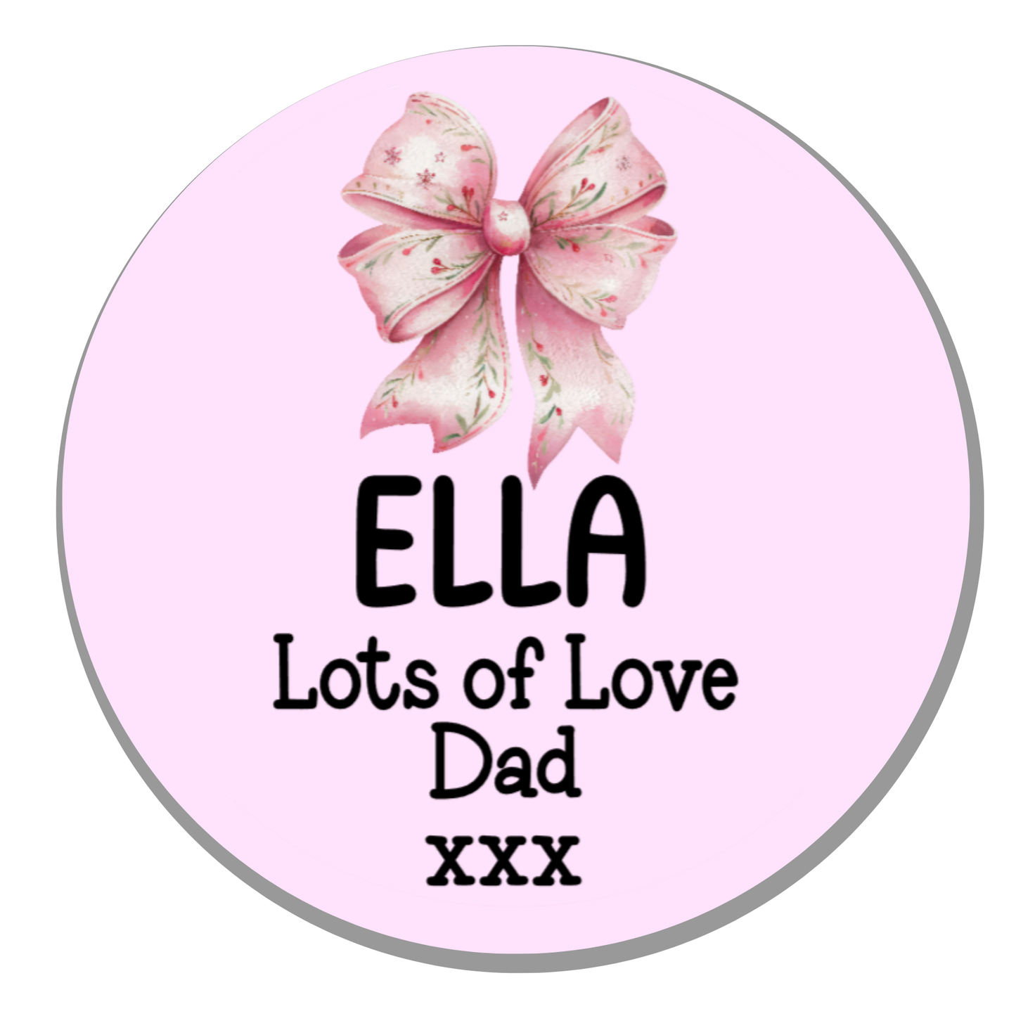 24 Personalised Gift Stickers - Pink Bow