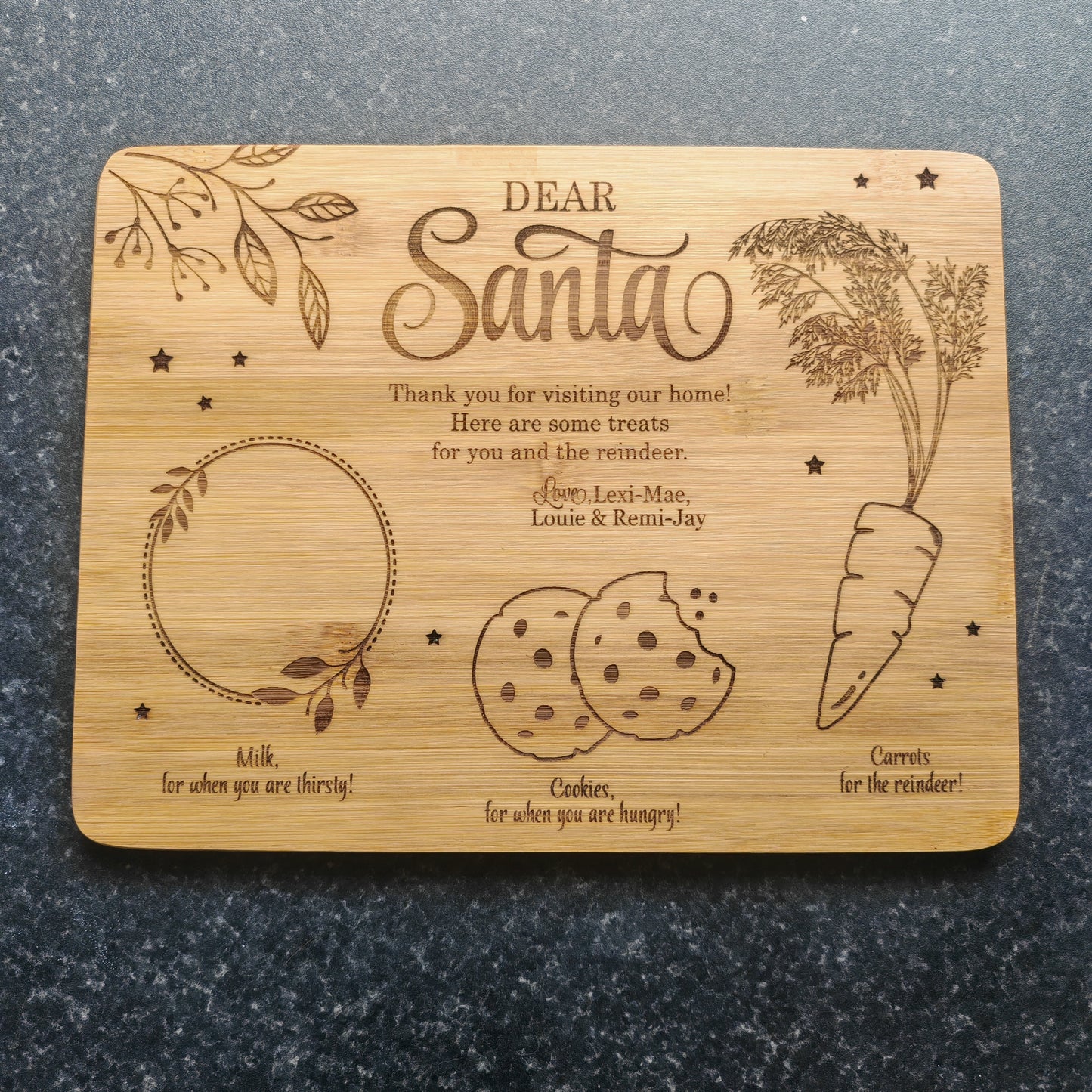 Personalised Bamboo Santa Tray - Vintage Classic Design