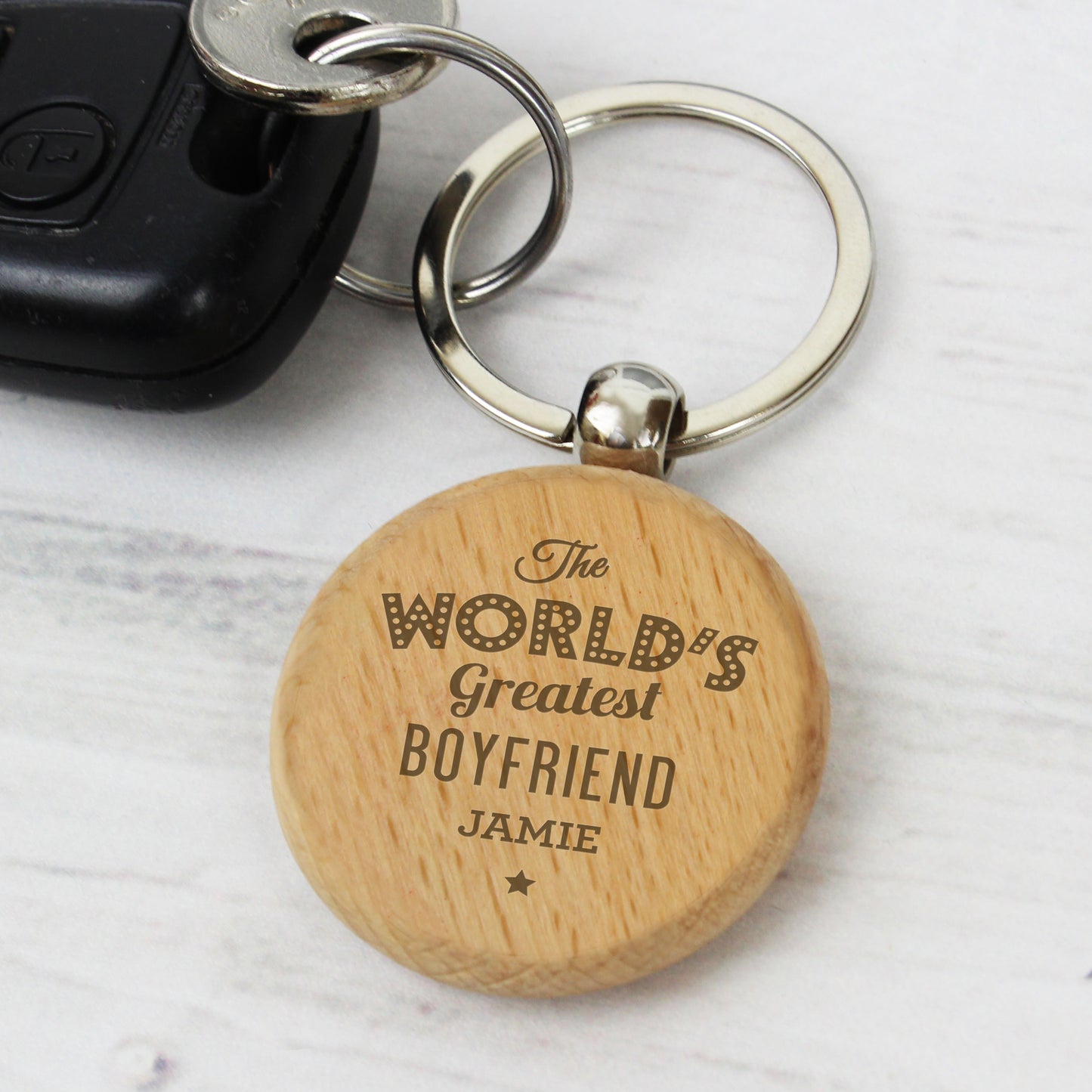 Personalised 'The World's Greatest Dad, Daddy etc' Wooden Keyring