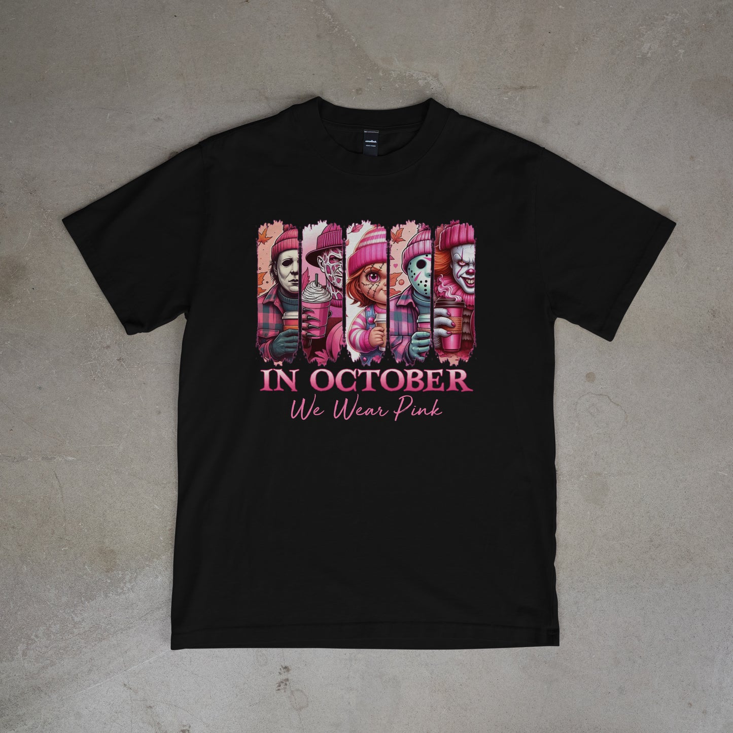 Halloween "In October We Wear Pink" - T-Shirt