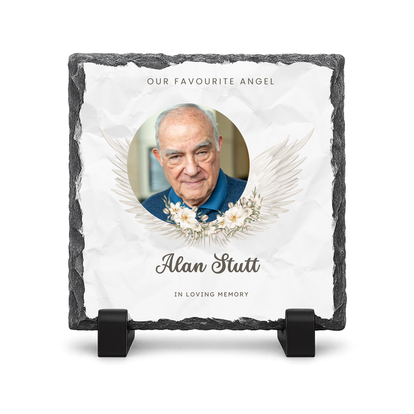 Personalised Memorial - Gloss Rock Slate 20x20cm