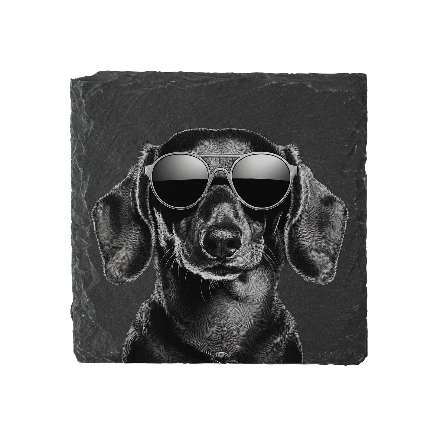 Dachshund - Sunglasses - Engraved Slate Coaster