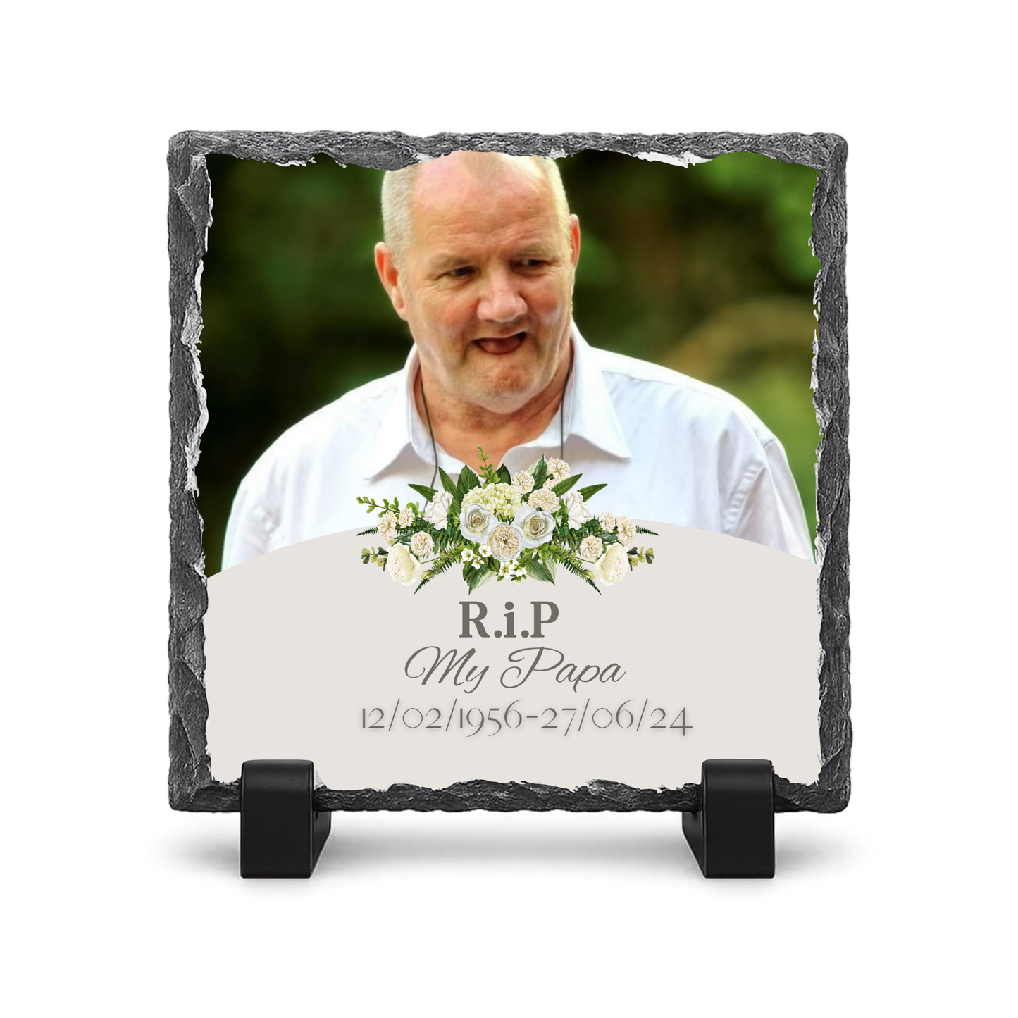 Personalised Memorial - Gloss Rock Slate 20x20cm