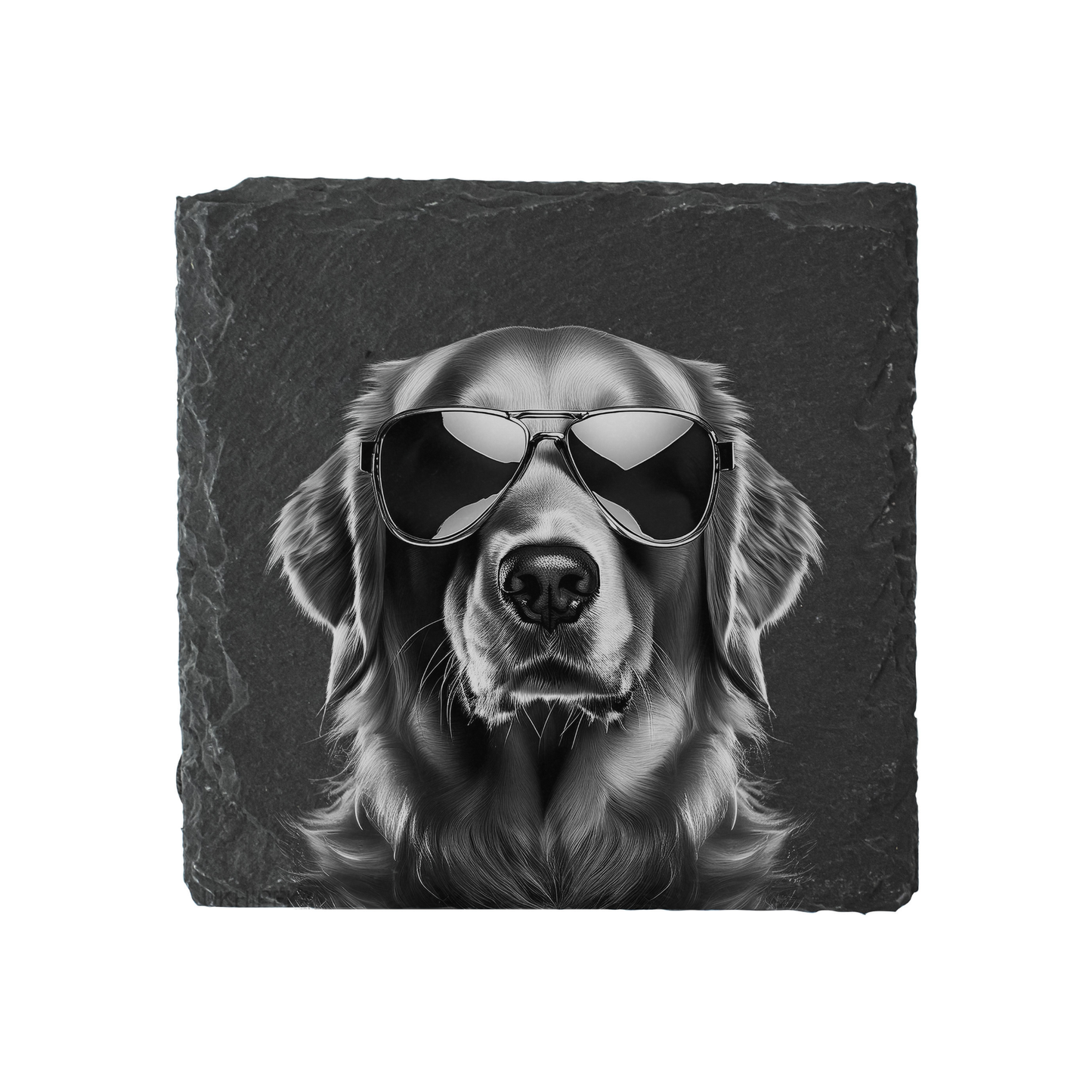 Golden Retriever - Sunglasses - Engraved Slate Coaster
