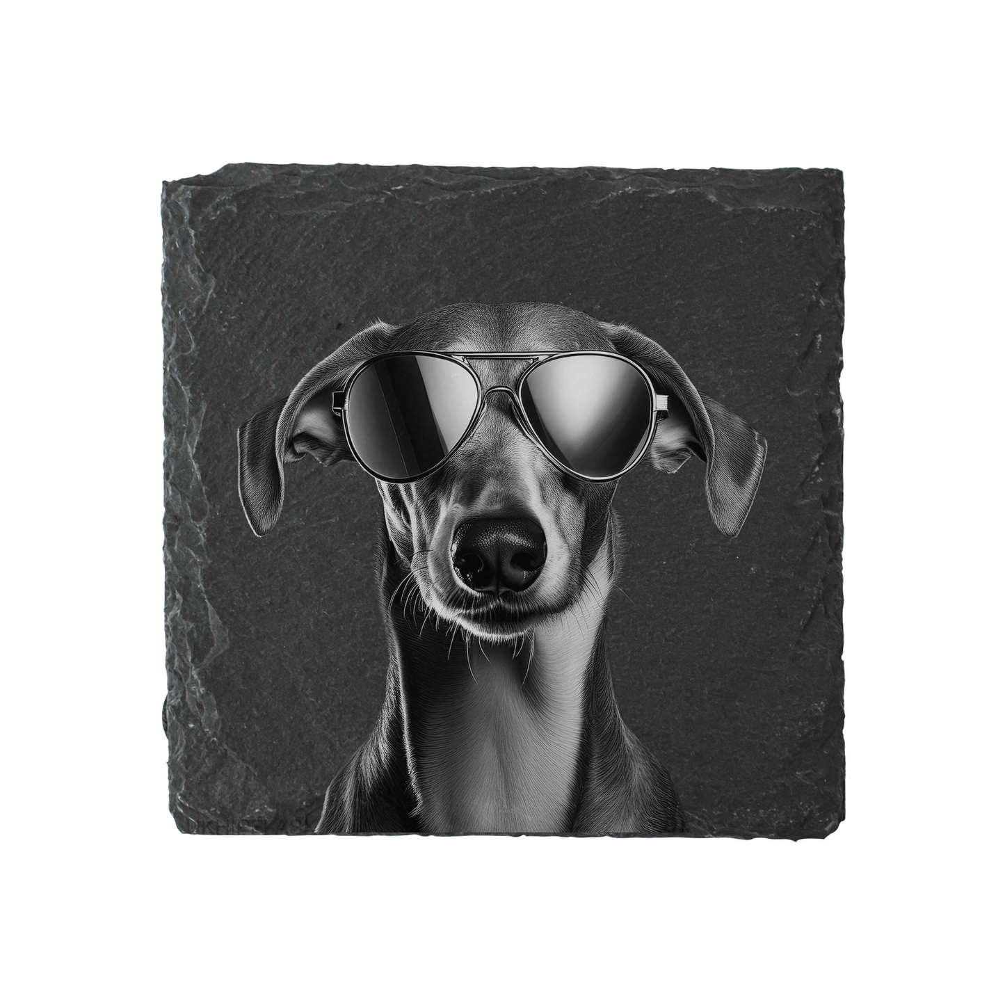 Greyhound - Sunglasses - Engraved Slate Coaster