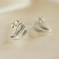 Solid Silver Split Heart stud earrings - 0004s
