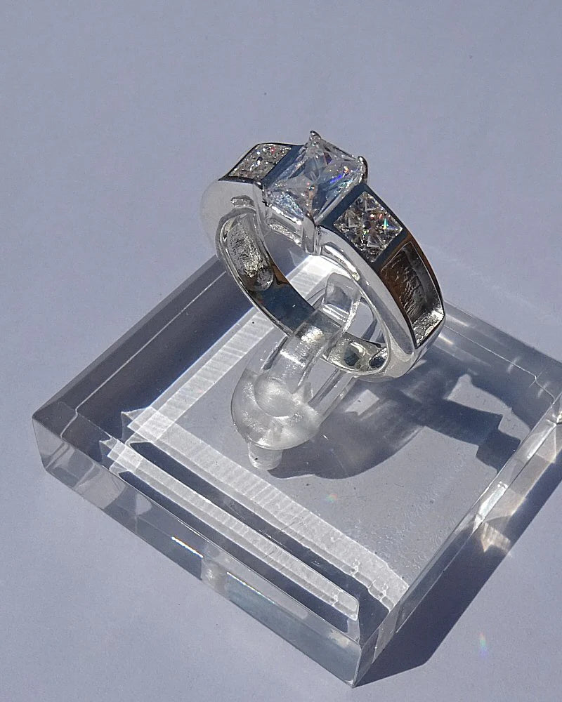 Silver 3 Stone CZ Ring  - 0030M