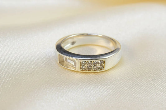 Silver Band Ring With Channel  - 0051M