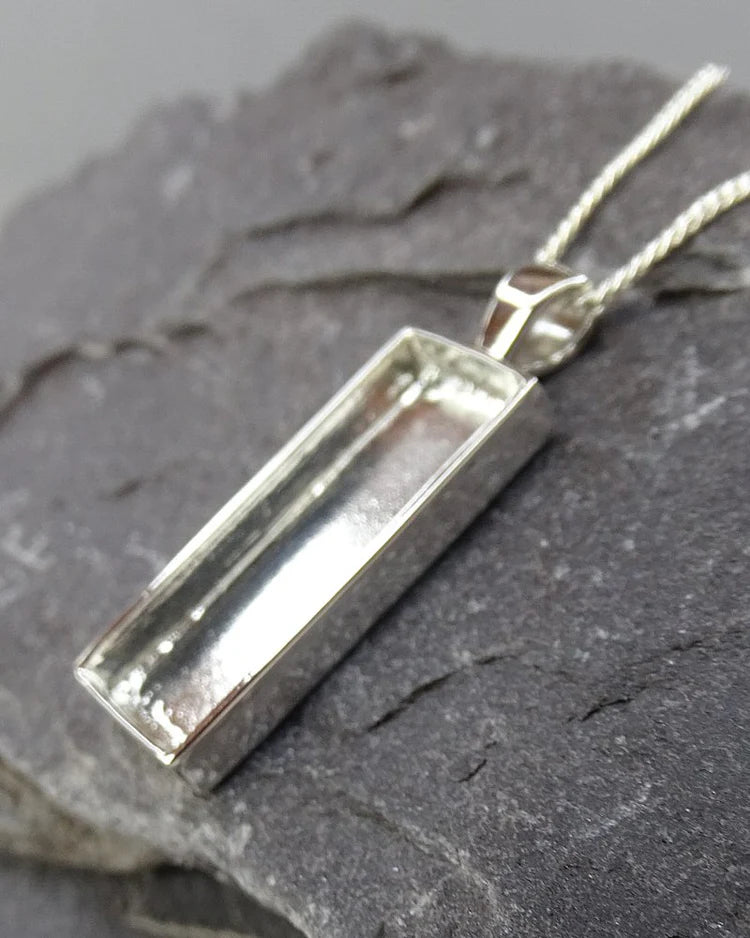 Silver Oblong Solid Back Pendant - 0057 (Perfect for hair or fur)