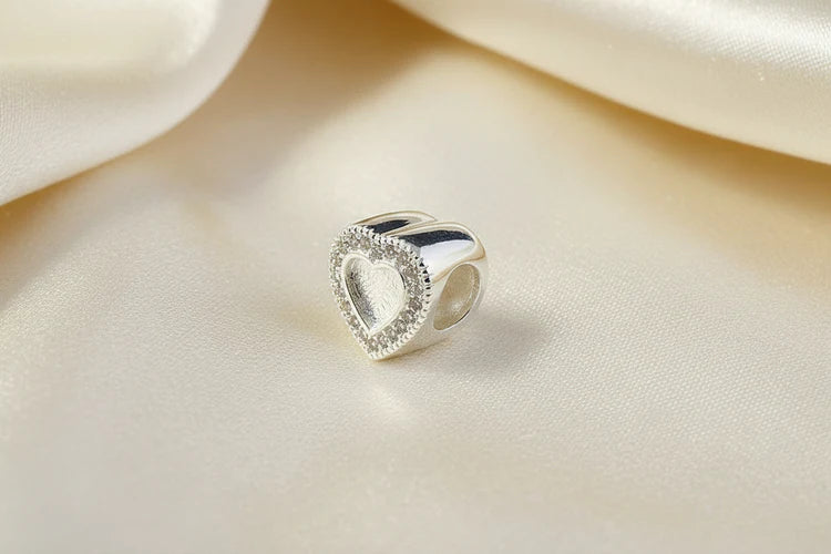 Stunning Solid Silver Heart Bangle Charm - 0061S