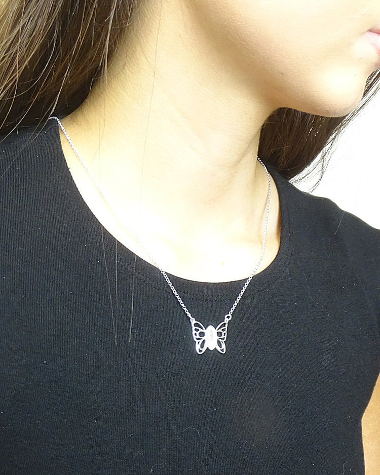 Solid silver Butterfly Necklace - 0063S