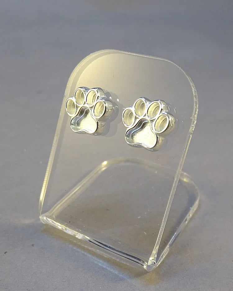 Solid Silver Dog Paw Print Stud Earring - 0068S