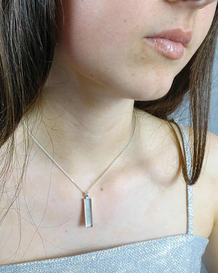 Silver Oblong Solid Back Pendant - 0057 (Perfect for hair or fur)