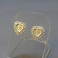 Solid Silver Heart Studs with cz stones - 0114S