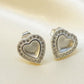 Solid Silver Heart Studs with cz stones - 0114S