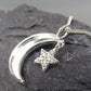 Solid Silver Moon And Star Necklace - 0148S