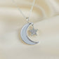 Solid Silver Moon And Star Necklace - 0148S