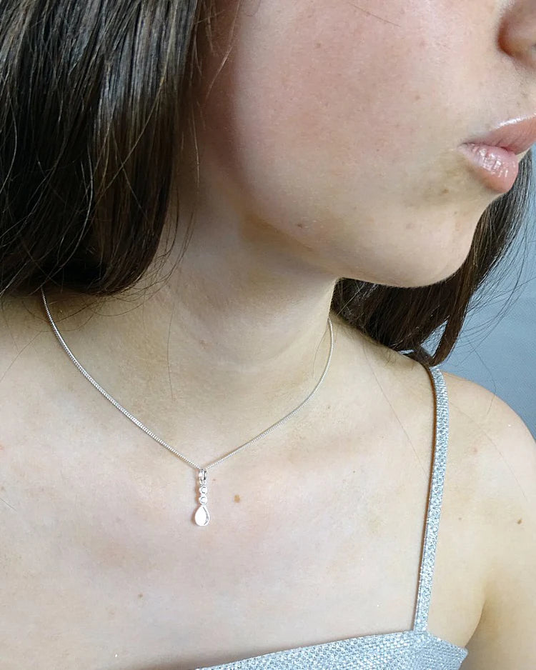 Silver Tear Drop Necklace - 0163S