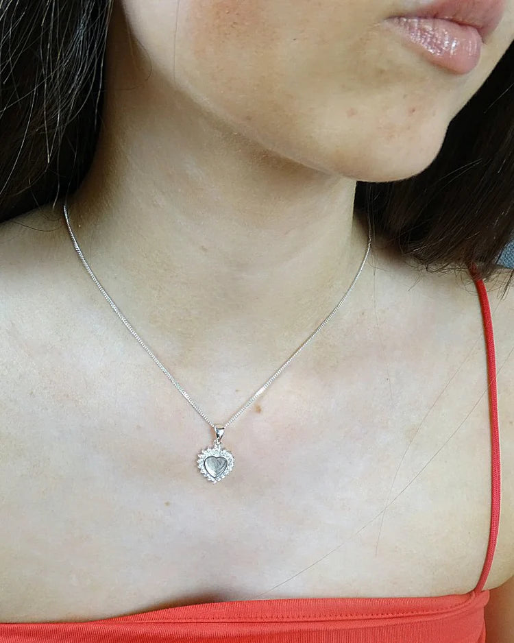 Stunning Silver Heart Necklace - 0173S
