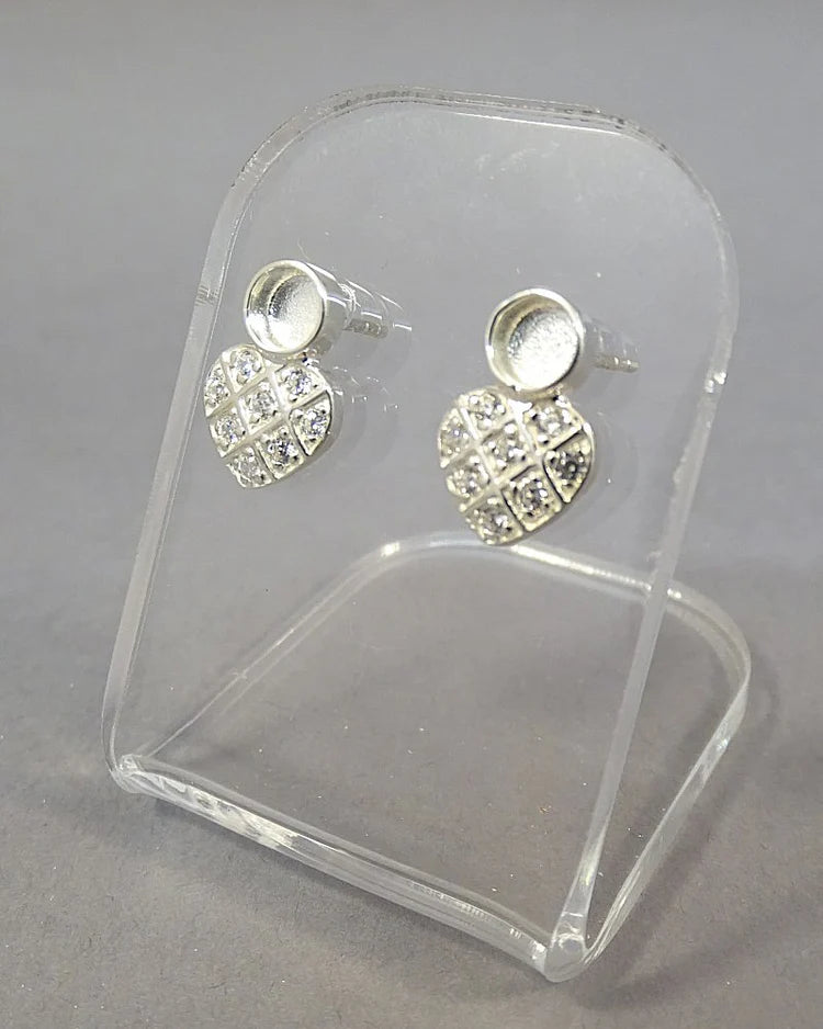 Silver Stud Earring with a cz - 0174S