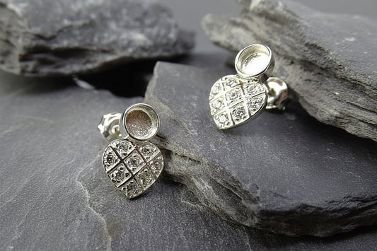 Silver Stud Earring with a cz - 0174S