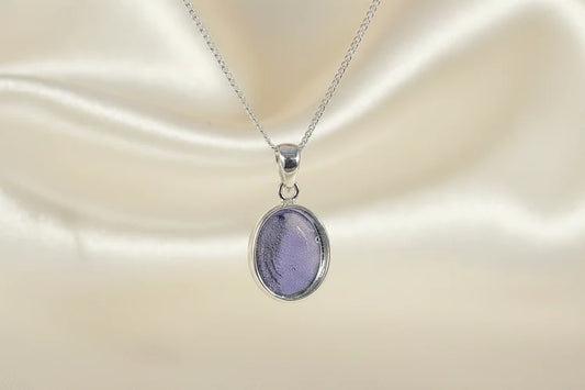 10x12 Silver Oval Solid Back Necklace - 0210S