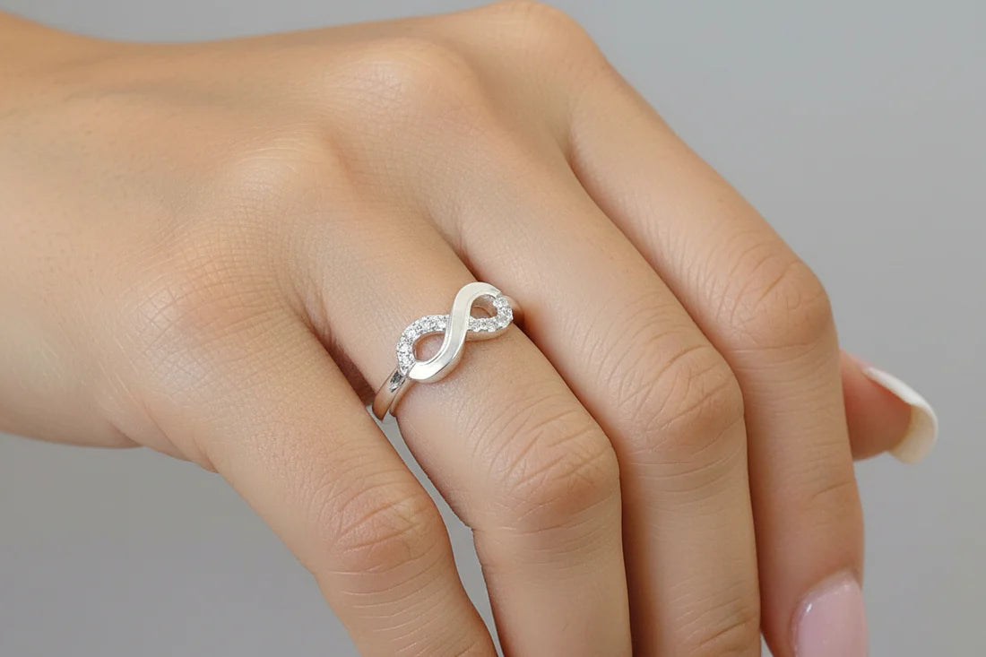 Solid silver cz infinity ring  - 0269SM