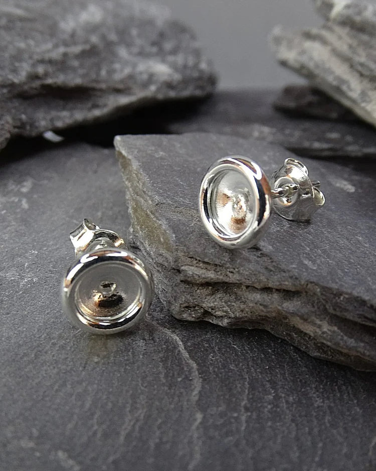 Plain Silver Earring Stud 8mm - 0055