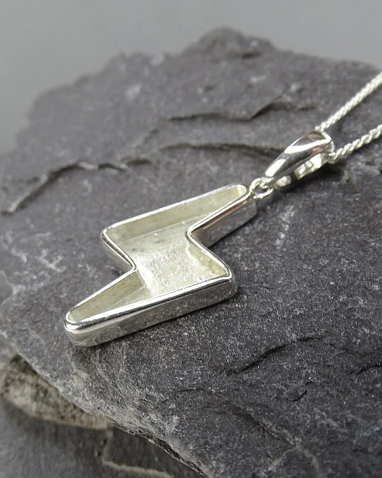 Silver Lightning Bolt Necklace - 0306S