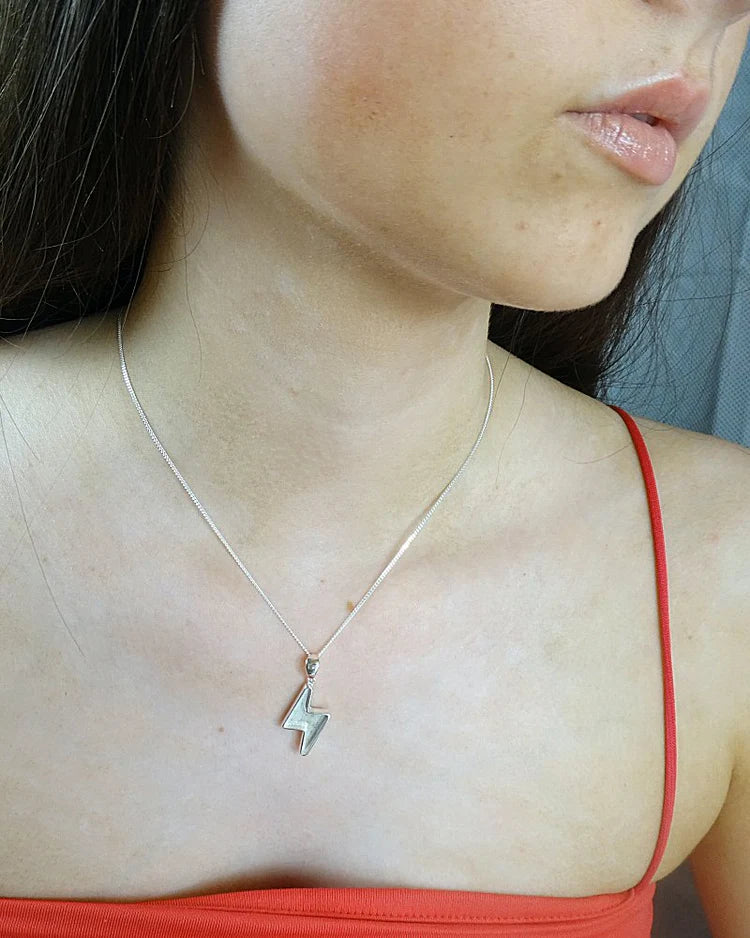 Silver Lightning Bolt Necklace - 0306S