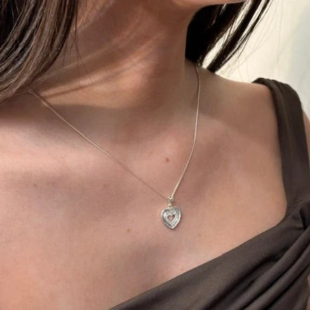 CZ Heart Sterling Silver Memorial Pendant