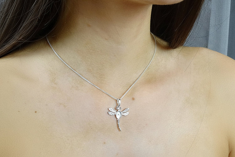 Silver 925 Dragonfly Necklace - 0472S