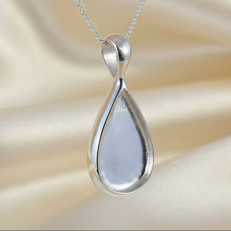 Pear Shaped Sterling Silver Memorial Pendant
