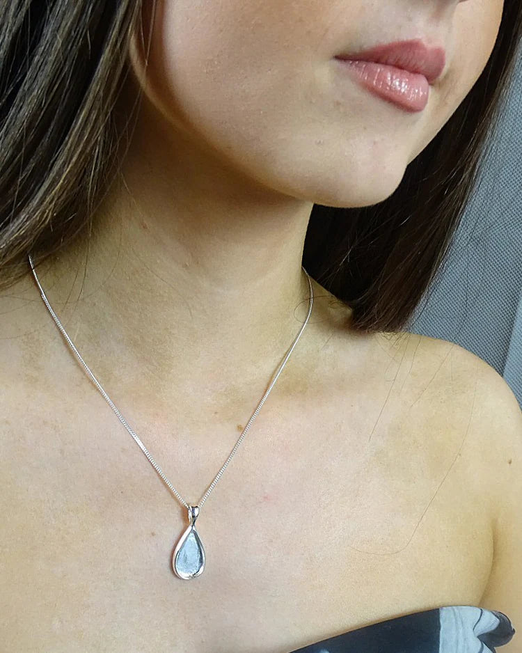 Pear Shaped Silver Necklace - 0518S