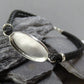 Gents - Silver oval and leather Bracelet - 0521S