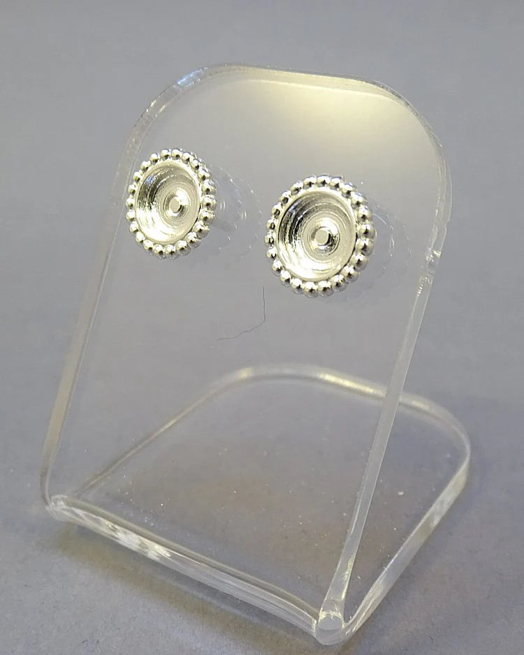 Silver Stud With Bead Edge - 0526S