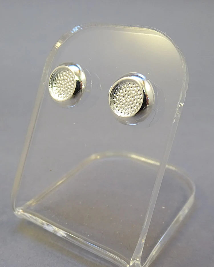 Silver Cushion Edge Ear Studs - 0548S