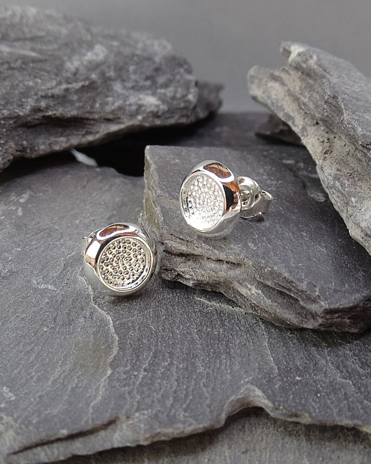 Silver Cushion Edge Ear Studs - 0548S