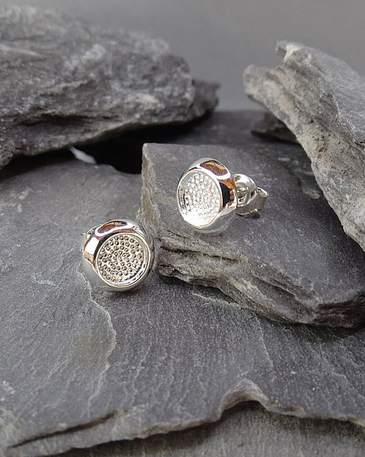 Silver Cushion Edge Ear Studs - 0548S