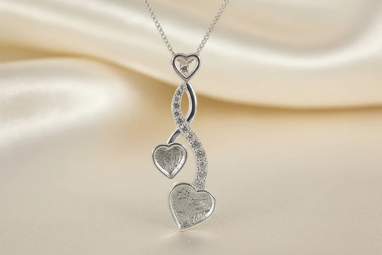 Silver Entwinned Hearts With CZ Stones - 0605S